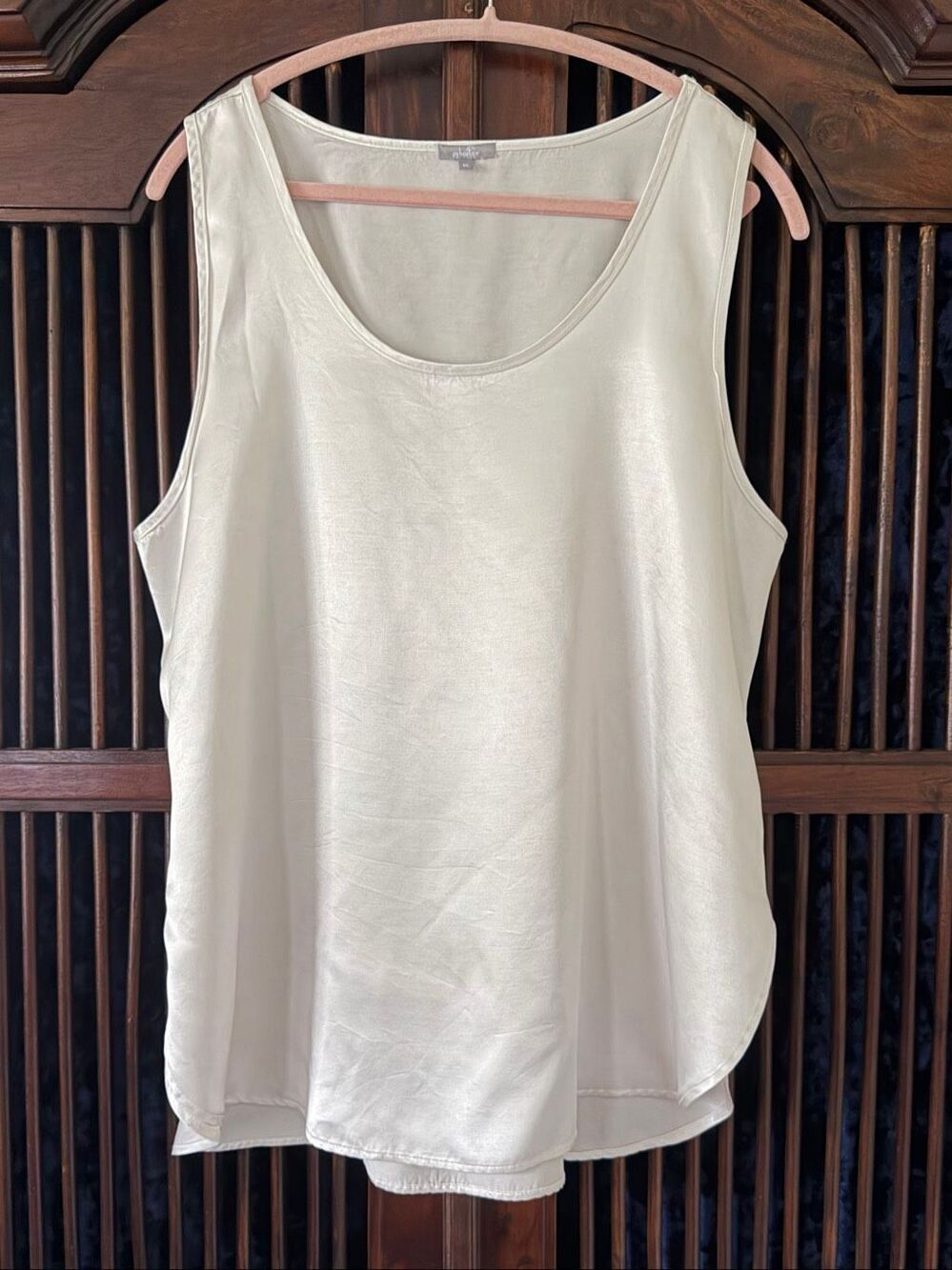 PJ Harlow Jackie Women’s XL Champagne Silk Blend Satin Tank Top Made in USA
